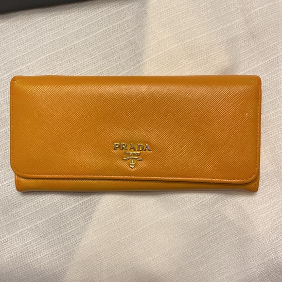 EUC - Prada Wallet Trifold Golden Yellow - Picture 1 of 12